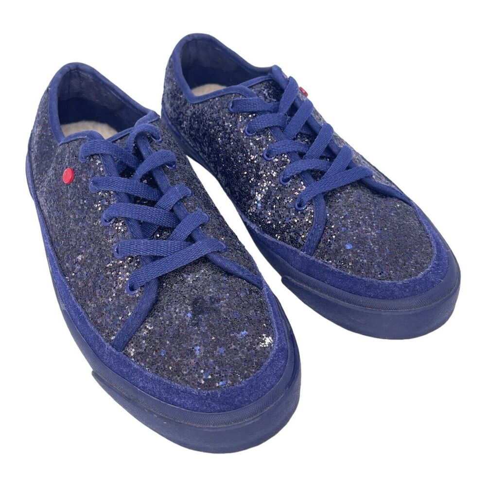 Ugg Girls J I Heart Lace Up Shoe Glitter Blue Sneakers Size 7